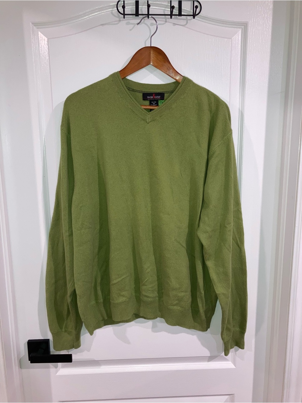 Weir Golf Light Green Cashmere Blend V-Neck Sweater - size XL